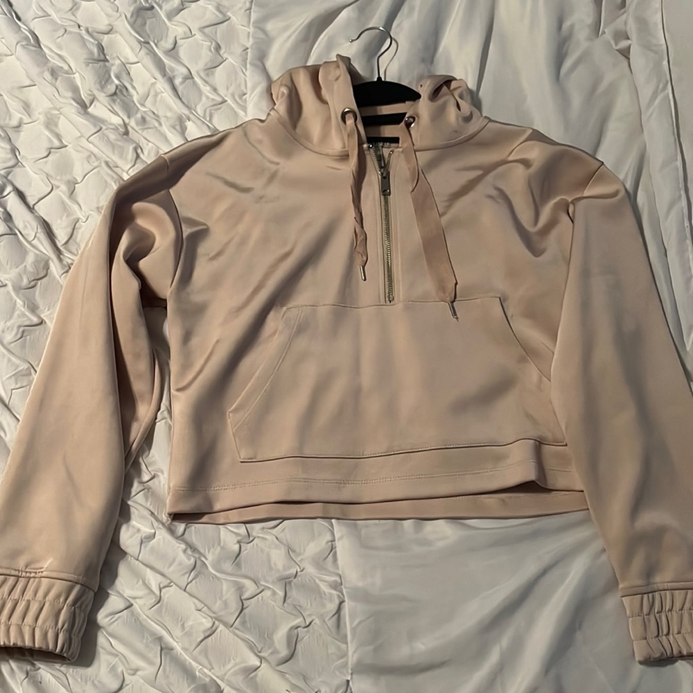 Forever21 satin nude cropped sweater